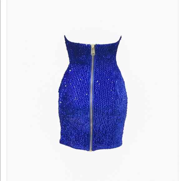 Sexy blue sequence dress with sleeves - Picture 4 of 4